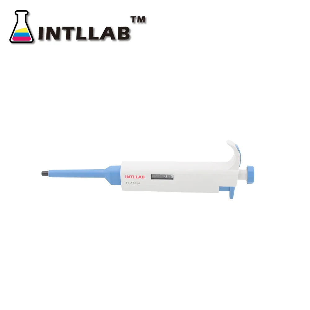 INTLLAB MicroPipette Gun For Biology/Chemistry Lab Single Channel Adjustable Volume Pipette with Tips