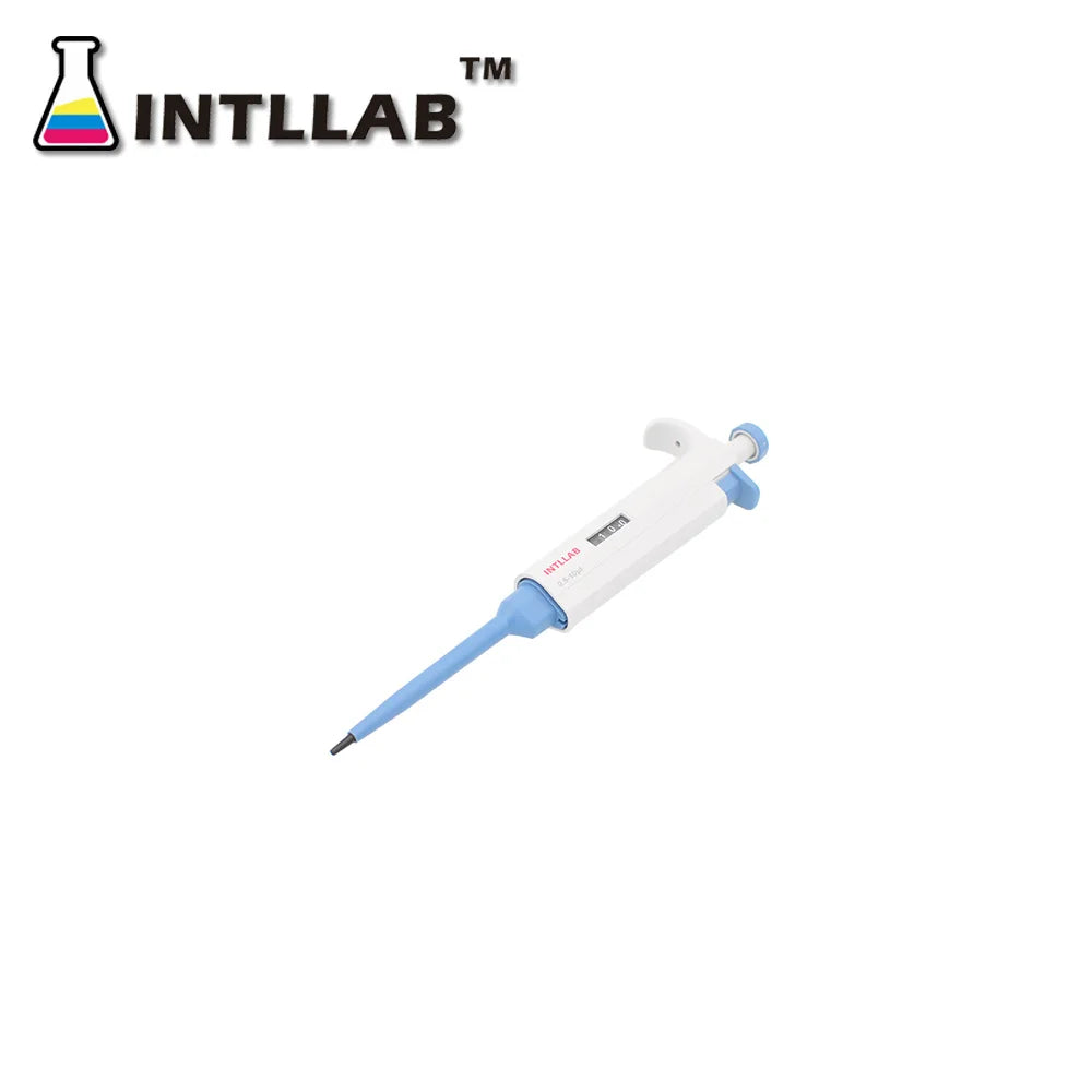 INTLLAB MicroPipette Gun For Biology/Chemistry Lab Single Channel Adjustable Volume Pipette with Tips