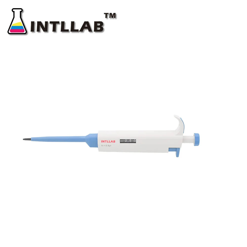 INTLLAB MicroPipette Gun For Biology/Chemistry Lab Single Channel Adjustable Volume Pipette with Tips