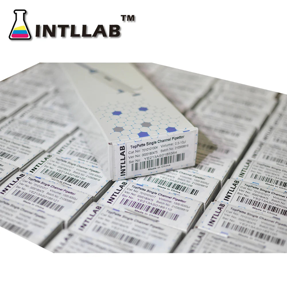 INTLLAB MicroPipette Gun For Biology/Chemistry Lab Single Channel Adjustable Volume Pipette with Tips