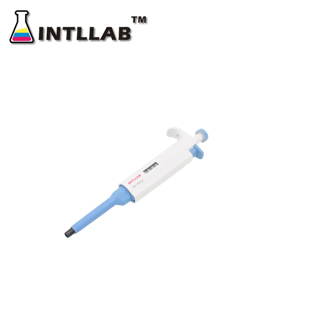 INTLLAB MicroPipette Gun For Biology/Chemistry Lab Single Channel Adjustable Volume Pipette with Tips