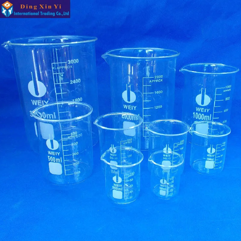 5Pcs Glass Beaker Set 5/10/25/50/100ml Borosilicate Glass Laboratory Measuring Cup Glassware School Study Lab Educational Supply