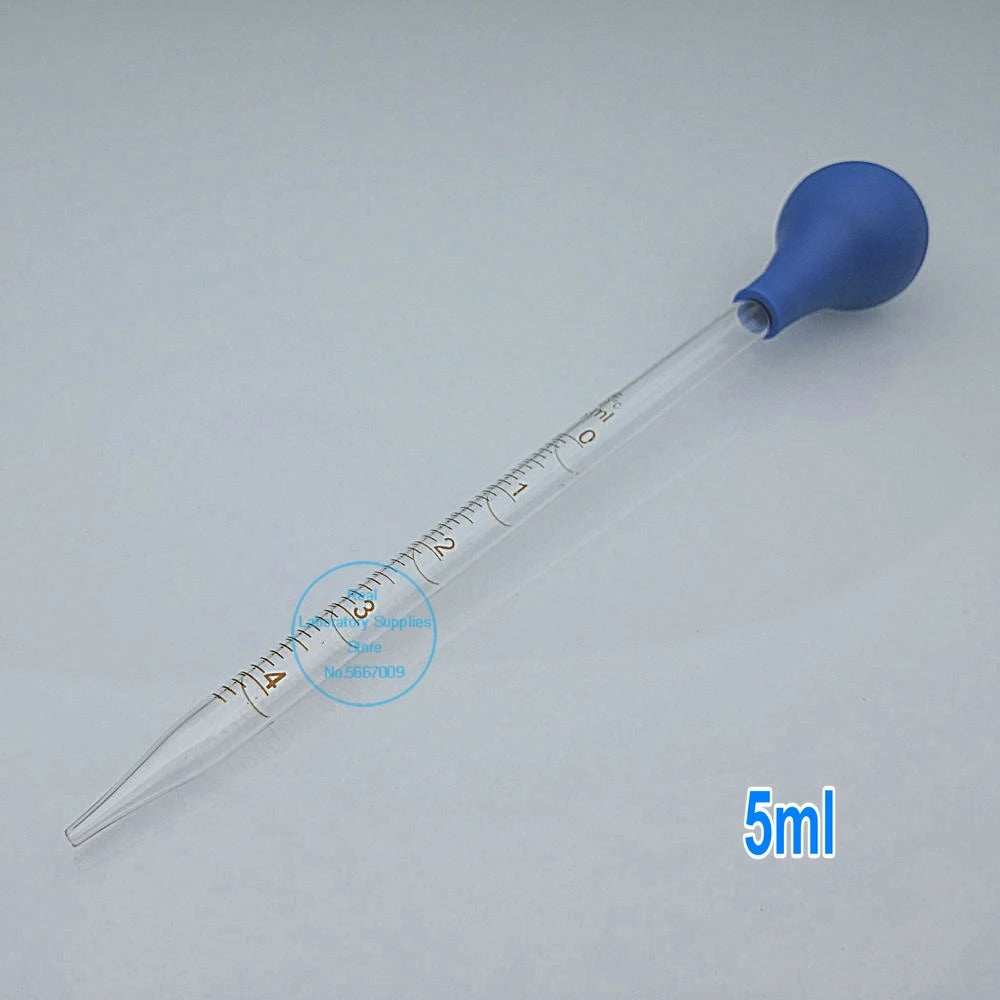 2pcs 4pcs Glass Graduated Pipette Dropper Vol. 0.5ml/1ml/2ml/3ml/5ml/10mlTransfer Pipette with Rubber head