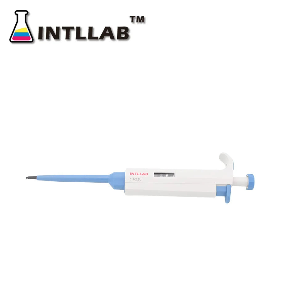 INTLLAB MicroPipette Gun For Biology/Chemistry Lab Single Channel Adjustable Volume Pipette with Tips