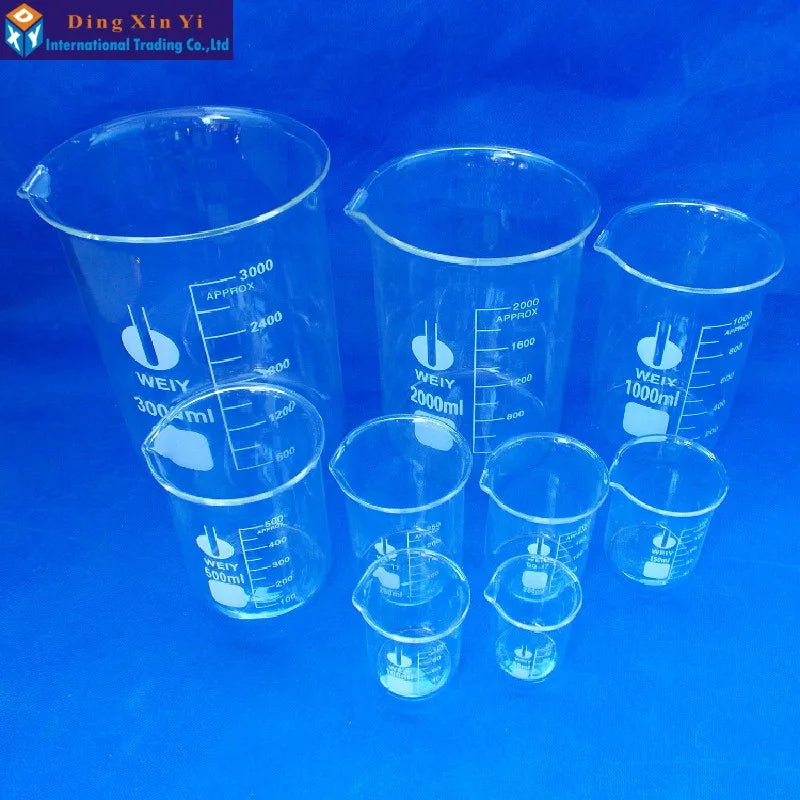 5Pcs Glass Beaker Set 5/10/25/50/100ml Borosilicate Glass Laboratory Measuring Cup Glassware School Study Lab Educational Supply