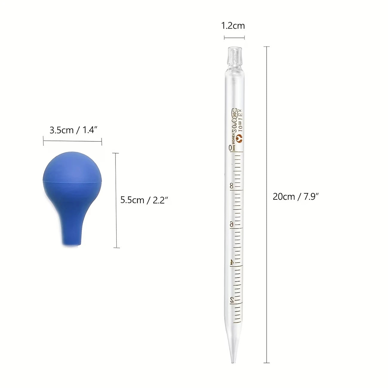 Glass Dropper Set with Graduated Markings - 10 Ml, Glass Dropper with Rubber Cap for Transferring Liquids, Cleaning Brush, Suitable for Liquid Transfer and Liquid Handling Tools, Laboratory Science