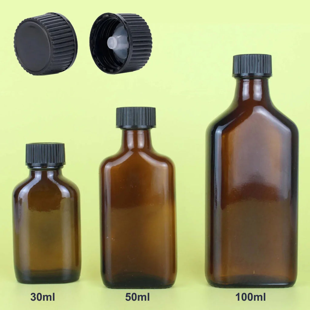 30/50/100ml Amber Dram Glass Bottle With Screw Cone Caps Cone Liner Polycone Caps Glass / Dropper Reagent Eye Pipette  Dripper