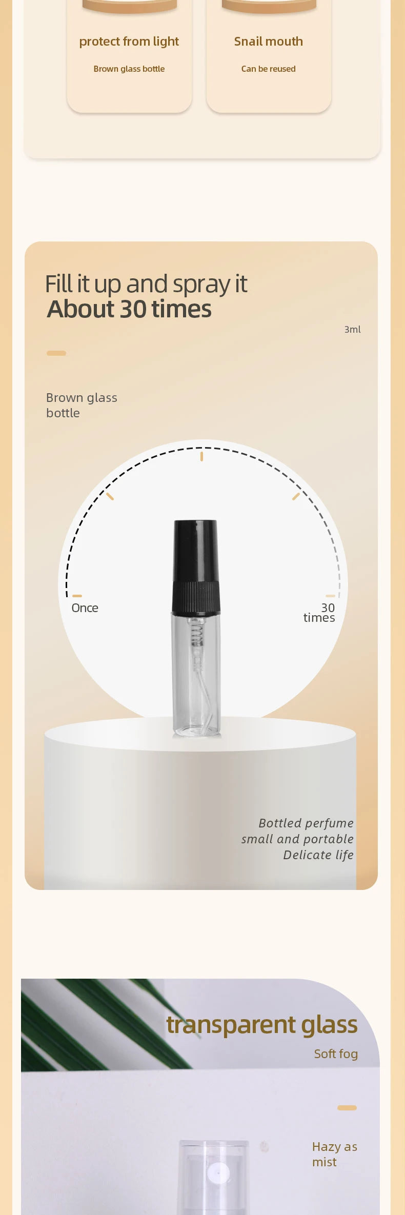 50/batch 3ml High Quality Clear Glass Perfume Bottle Ultra Fine Mist Moisturizing Spray Bottle Mini Cologne Perfume Bottle