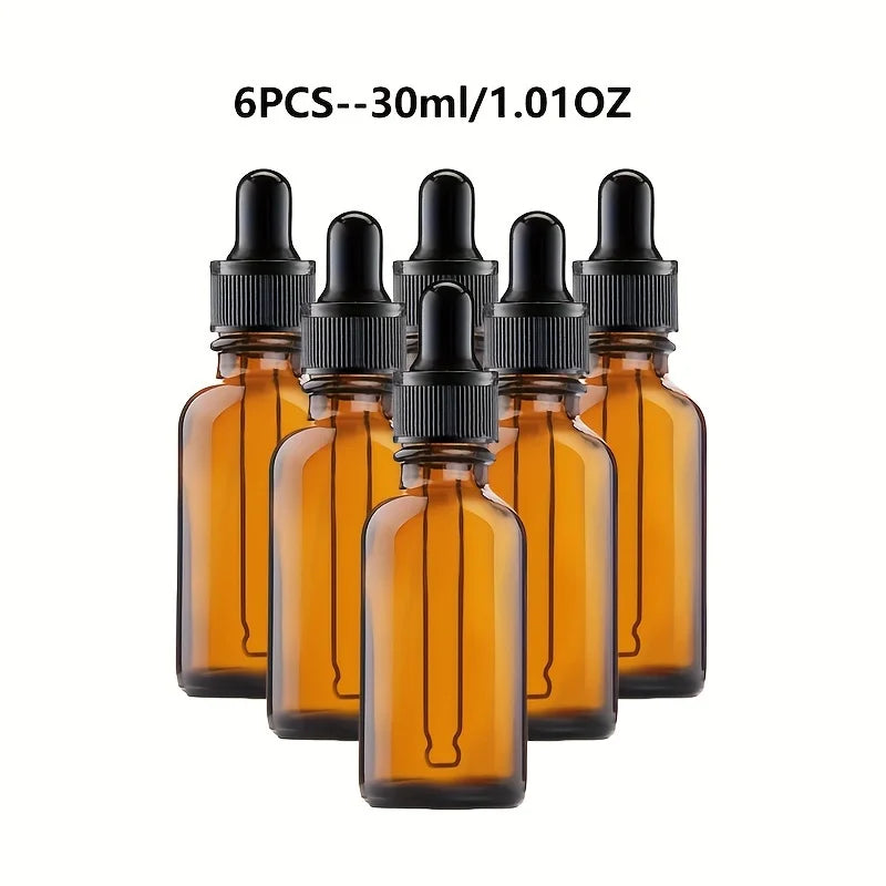 12 Pieces/6 Pieces 30ml Amber Glass Bottle with Glass Dropper, Suitable for Cosmetics, Perfume, Essential Oil,