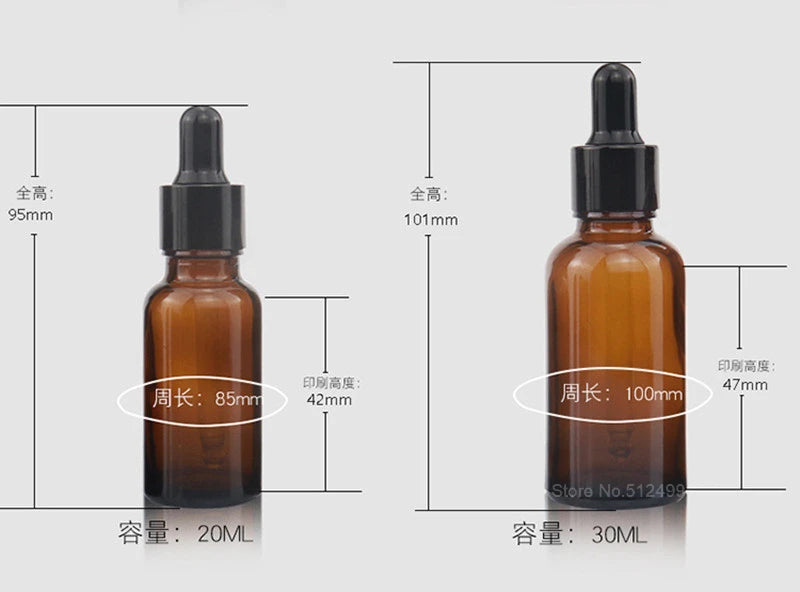10pcs 5ml 10ml 15ml 30ml 50ml Amber Glass Dropper Bottle With Dropper Pipettes Empty Drop Bottle Perfume Bottle Containers