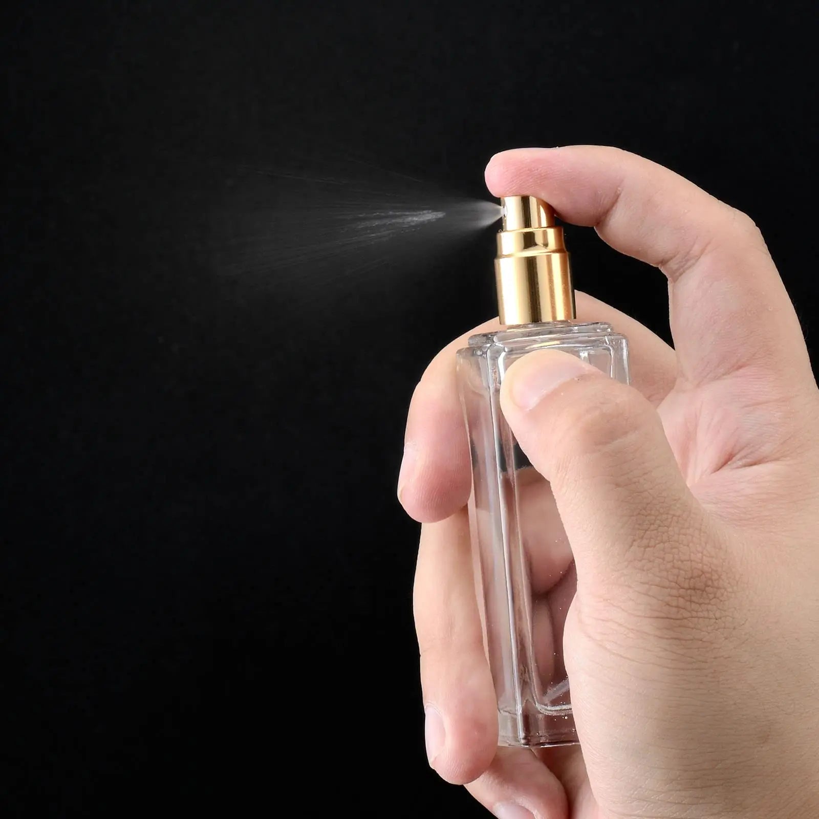 6pcs Glass Perfume Bottle 30ML Empty Square Refillable Spary Bottle Leak-proof DIY Travel Bottle for Essential Oil and Fragrance