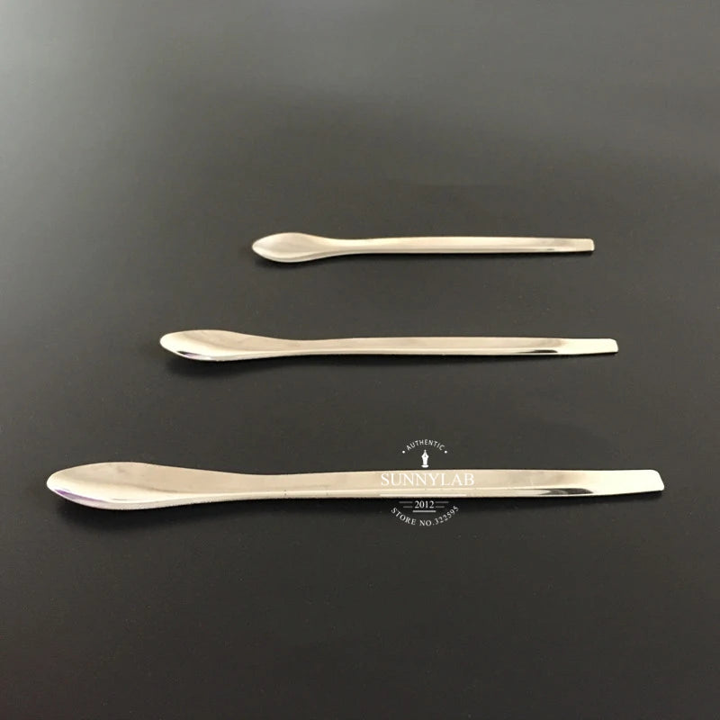 3pcs/set (10/12/14cm) Lab Stainless Steel Medicinal Sample Weighing Spoon in School Experiment Equipment