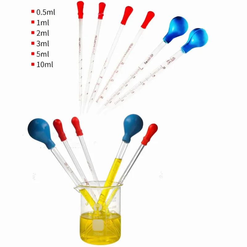3pcs 10ML 5ML 2ML Glass Graduated Pipettes Transfer Dropper for Liquid Essential Oil Fluid and Liquid Pipettors