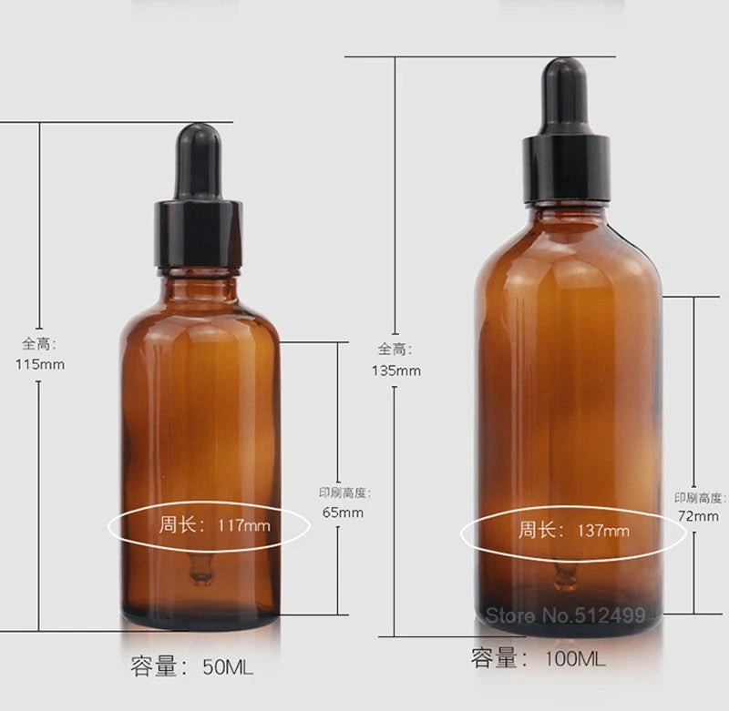 10pcs 5ml 10ml 15ml 30ml 50ml Amber Glass Dropper Bottle With Dropper Pipettes Empty Drop Bottle Perfume Bottle Containers