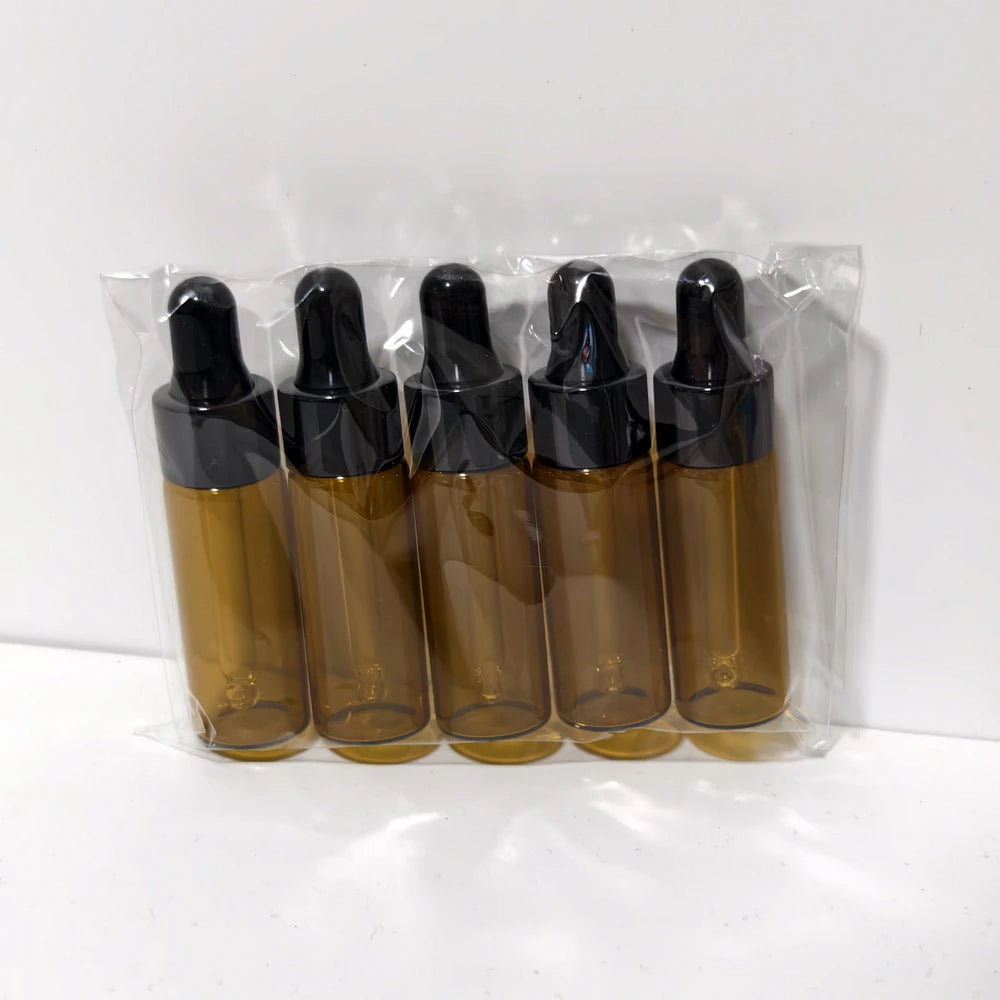 10pcs 5ml Amber Dropper Glass Bottles Cute Essential Oil Bottles with Eye Dropper for Perfume