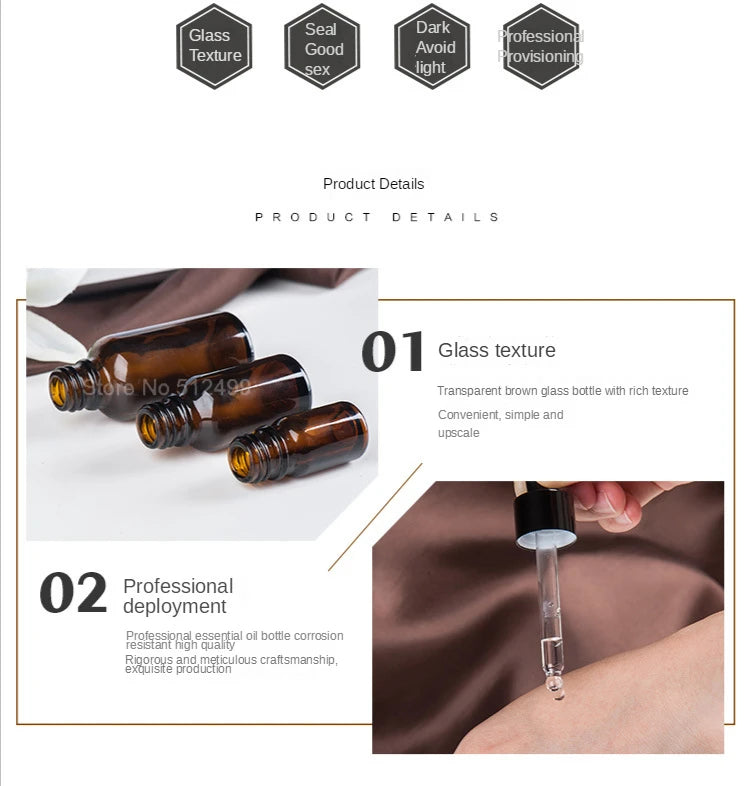 10pcs 5ml 10ml 15ml 30ml 50ml Amber Glass Dropper Bottle With Dropper Pipettes Empty Drop Bottle Perfume Bottle Containers