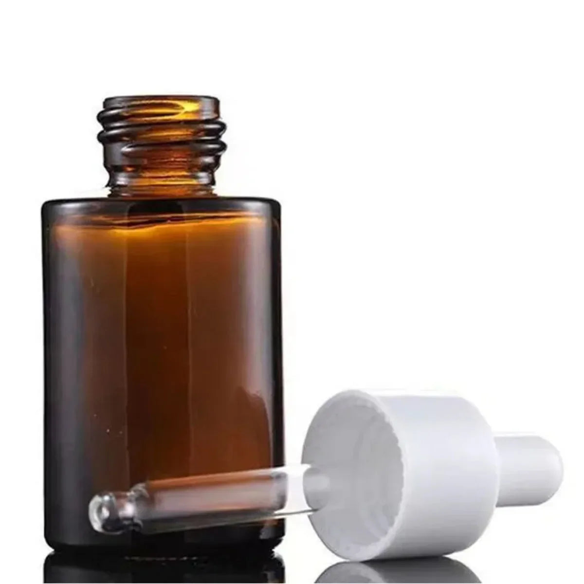 10x 20ml 30ml Frosted Clear Amber Round Thick Glass Dropper Bottle for Essential Oils Essence Eye Drop Pipette Cap Refill Flat