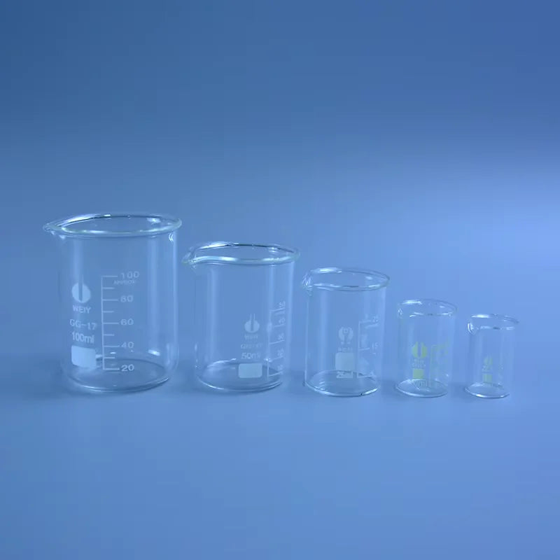 5Pcs Glass Beaker Set 5/10/25/50/100ml Borosilicate Glass Laboratory Measuring Cup Glassware School Study Lab Educational Supply