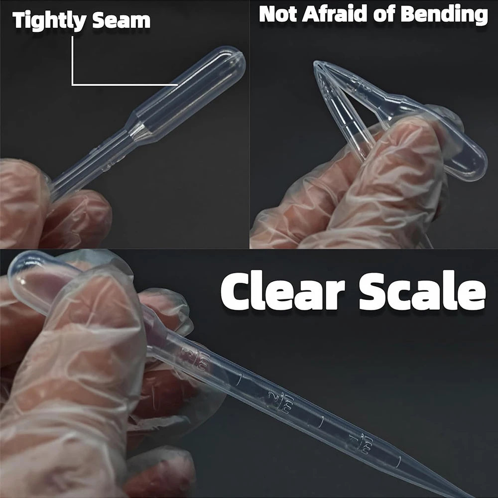 10/100Pcs Plastic Pipettes 3ml Transparent Transfer Pipette Droppers Epoxy Resin Casting Scientific Experiment Liquid Extraction