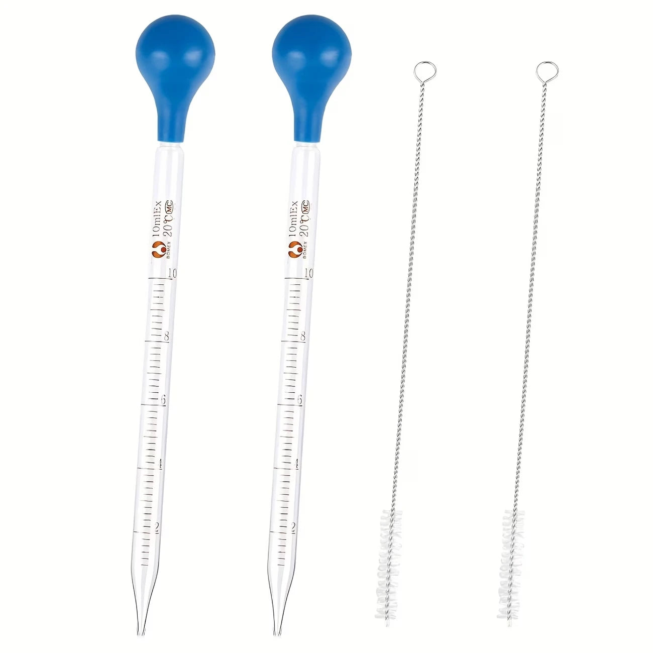 Glass Dropper Set with Graduated Markings - 10 Ml, Glass Dropper with Rubber Cap for Transferring Liquids, Cleaning Brush, Suitable for Liquid Transfer and Liquid Handling Tools, Laboratory Science