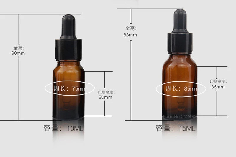 10pcs 5ml 10ml 15ml 30ml 50ml Amber Glass Dropper Bottle With Dropper Pipettes Empty Drop Bottle Perfume Bottle Containers