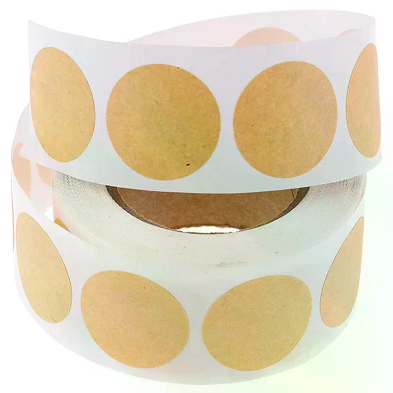 Set of 500 2.5cm Kraft Round Labels