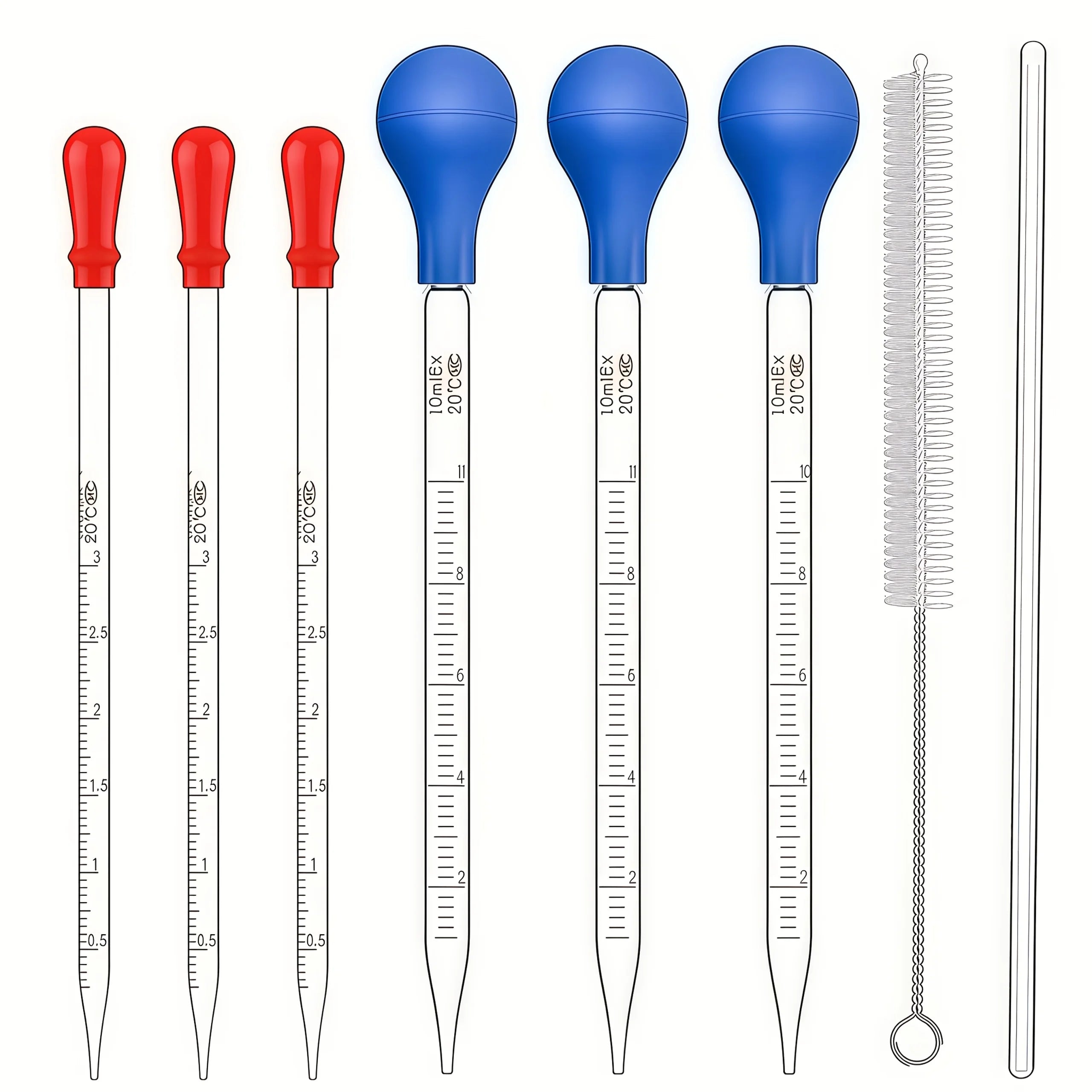 Glass pipette, glass dropper 3ML/10ML with glass stirring rod, cleaning brush 2PCS/4PCS
