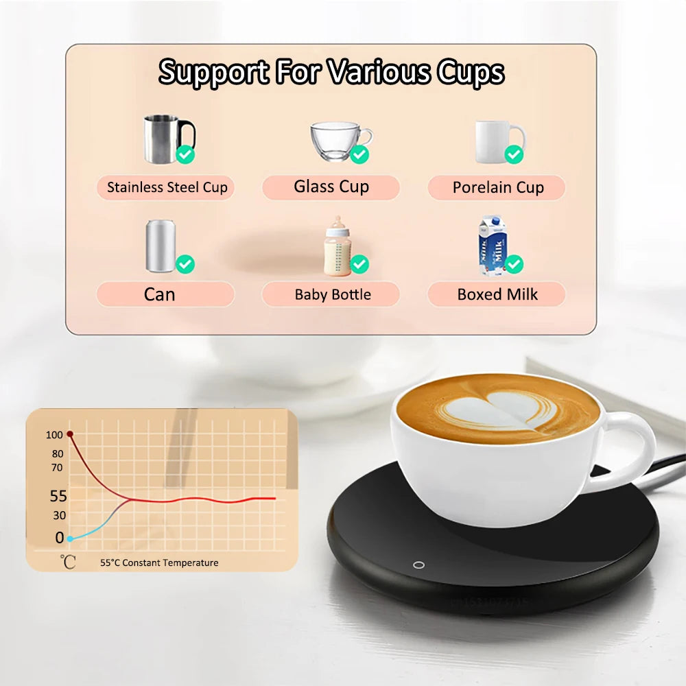 Mug Warmer USB Coffee Cup Heater Electic Milk Tea Coffee Cup Warmer Thermostatic Heating Coaster Cup Mug Warmer for Office Home