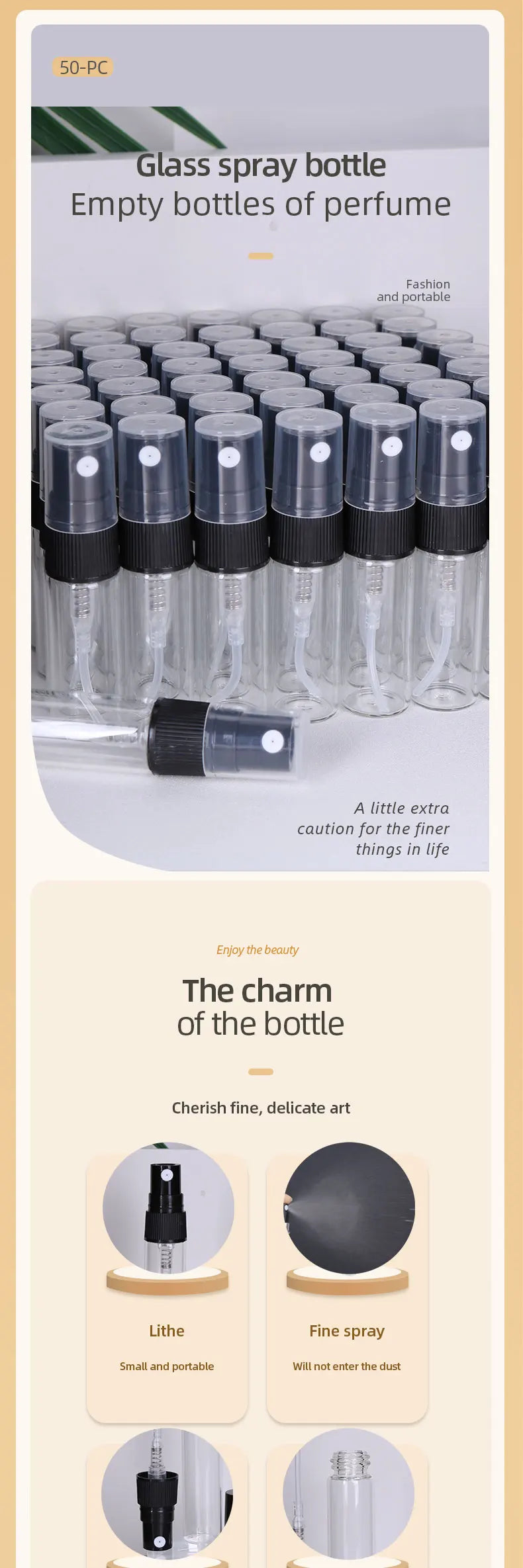 50/batch 3ml High Quality Clear Glass Perfume Bottle Ultra Fine Mist Moisturizing Spray Bottle Mini Cologne Perfume Bottle