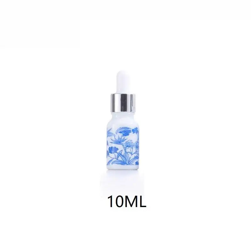 ♥Blue and White Floral Glass Dropper Bottles - Refillable Cosmetic Containers for Serum, Essence & Skincare Products