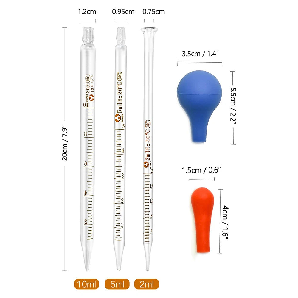 3pcs 10ML 5ML 2ML Glass Graduated Pipettes Transfer Dropper for Liquid Essential Oil Fluid and Liquid Pipettors