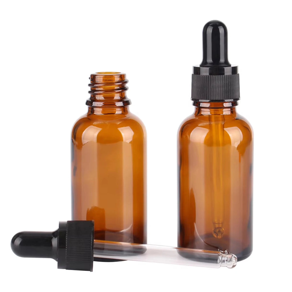 12pcs 30ml amber light proof glass essential oil bottle with glass dropper for essential oil sample cosmetics perfume travel