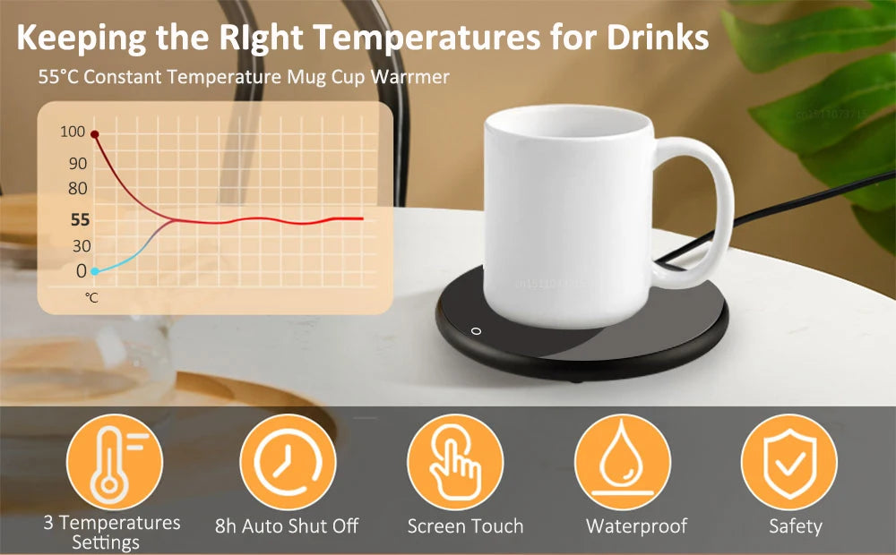 Mug Warmer USB Coffee Cup Heater Electic Milk Tea Coffee Cup Warmer Thermostatic Heating Coaster Cup Mug Warmer for Office Home