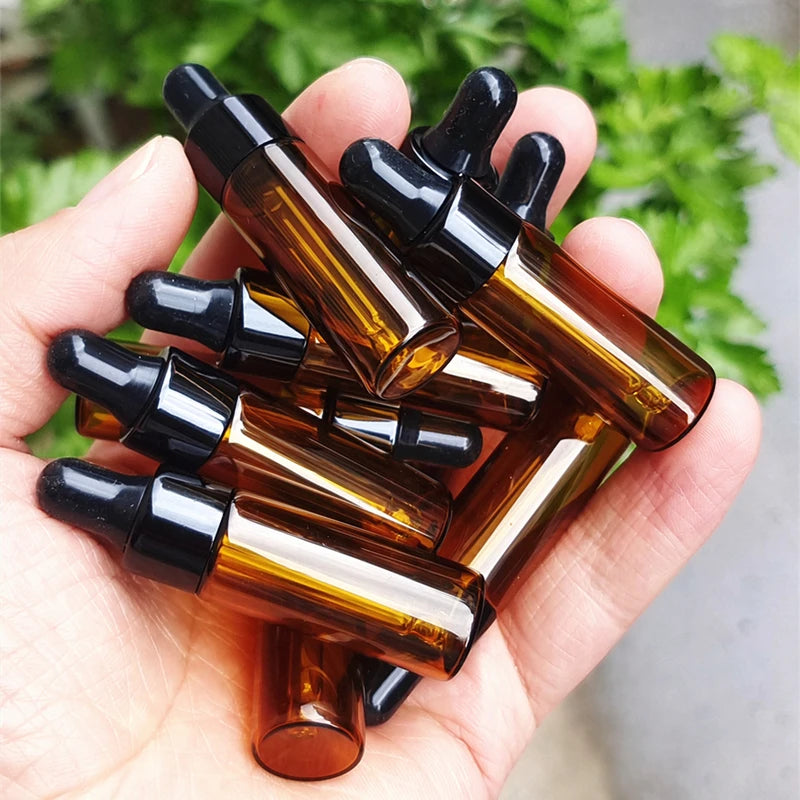 10pcs 5ml Amber Dropper Glass Bottles Cute Essential Oil Bottles with Eye Dropper for Perfume
