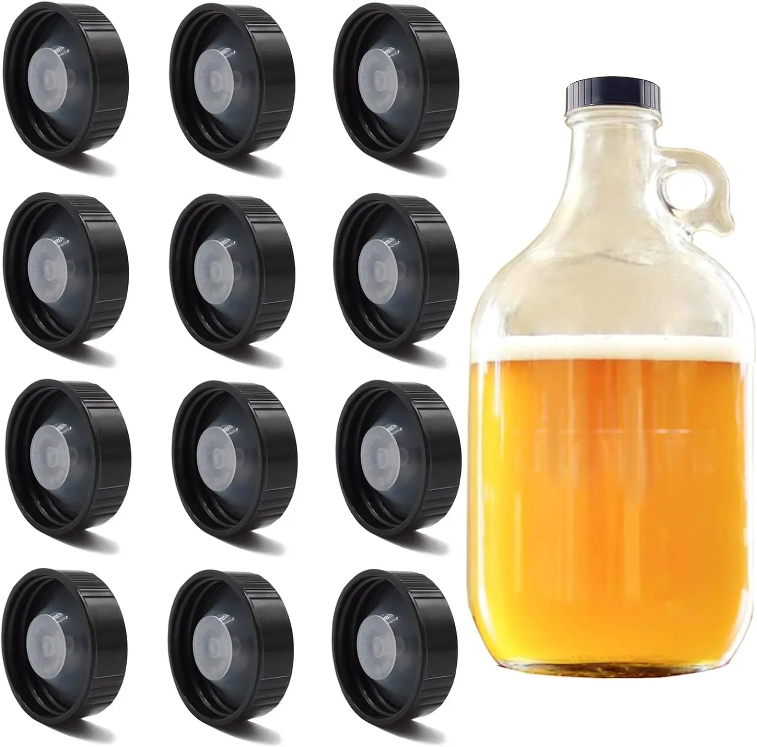 12Pcs 28/33/38mm Poly Seal Screw Growler Caps Plastic Lids Amber Boston Glass Beer Bottles Poly Cone Cap Brewing Wine Jug Cap