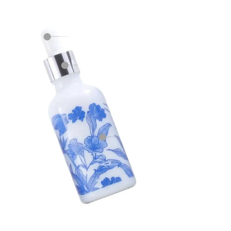 ♥Blue and White Floral Glass Dropper Bottles - Refillable Cosmetic Containers for Serum, Essence & Skincare Products