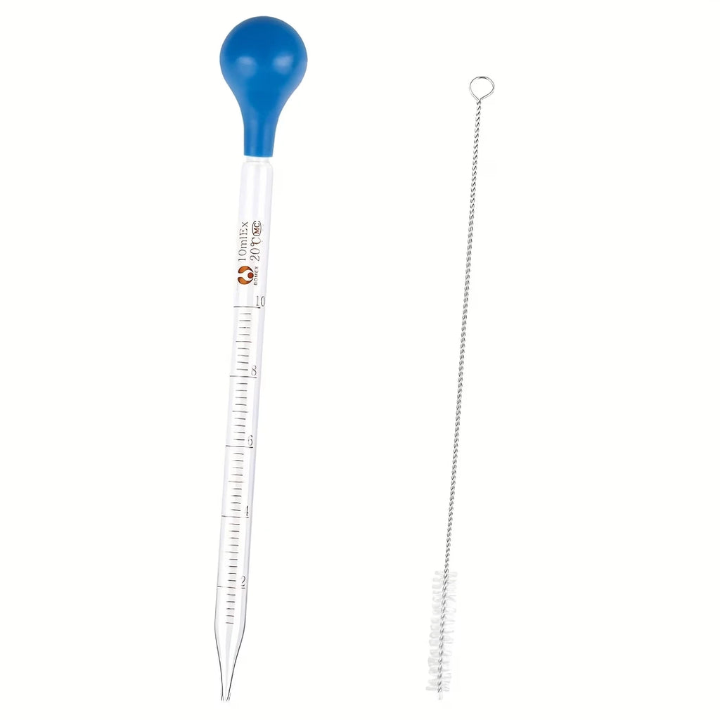 Glass Dropper Set with Graduated Markings - 10 Ml, Glass Dropper with Rubber Cap for Transferring Liquids, Cleaning Brush, Suitable for Liquid Transfer and Liquid Handling Tools, Laboratory Science