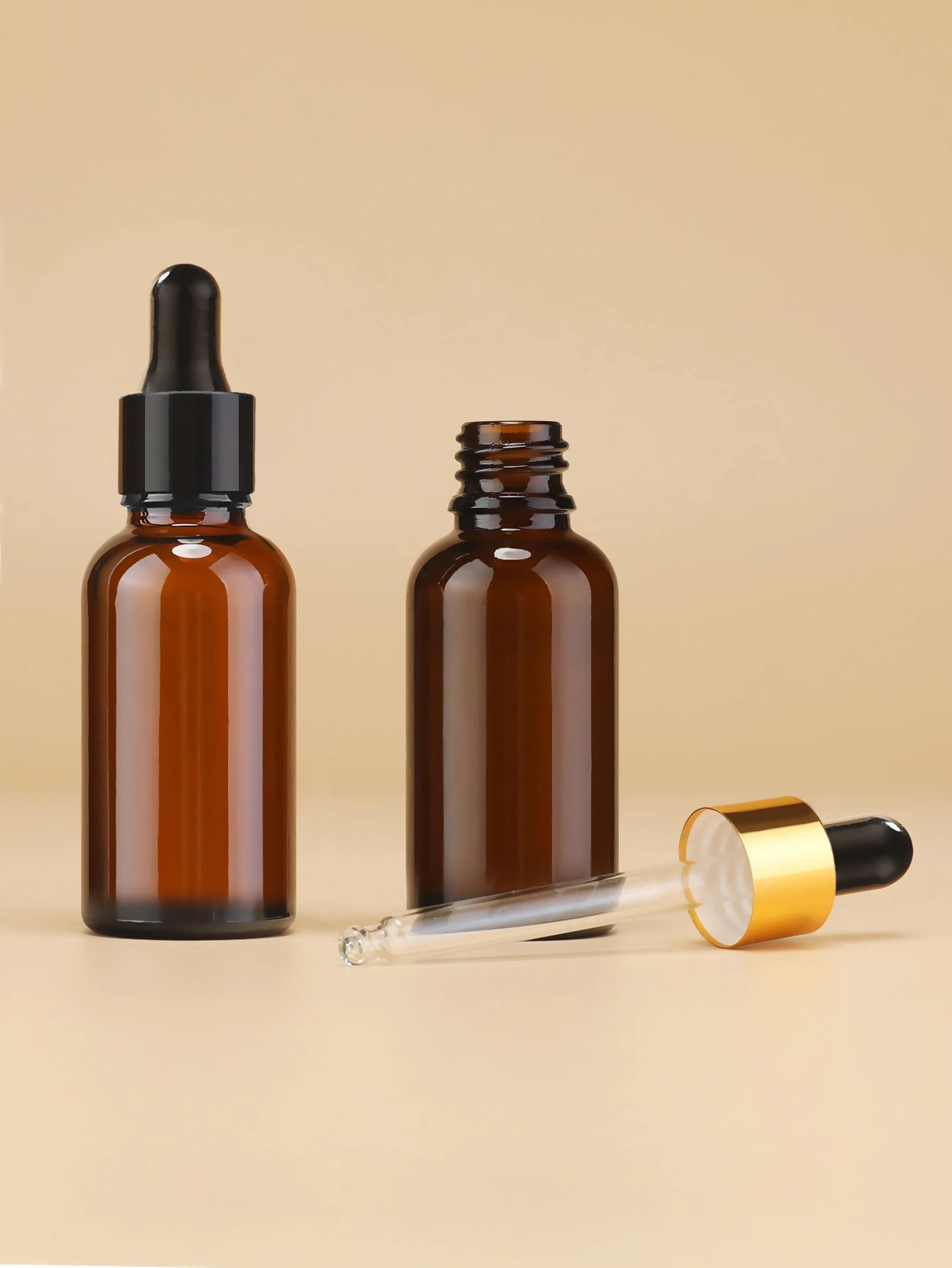 12 Pieces/6 Pieces 30ml Amber Glass Bottle with Glass Dropper, Suitable for Cosmetics, Perfume, Essential Oil,