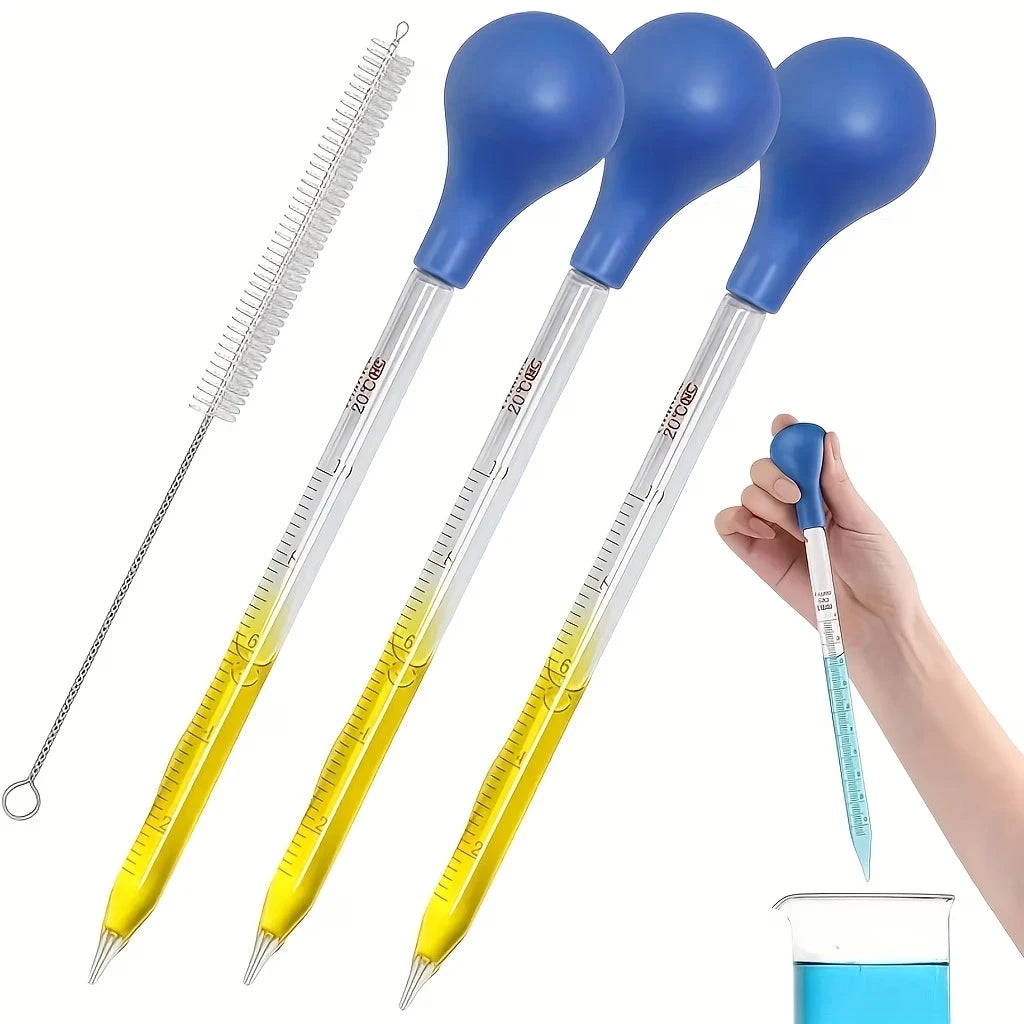 Glass Dropper Set with Graduated Markings - 10 Ml, Glass Dropper with Rubber Cap for Transferring Liquids, Cleaning Brush, Suitable for Liquid Transfer and Liquid Handling Tools, Laboratory Science