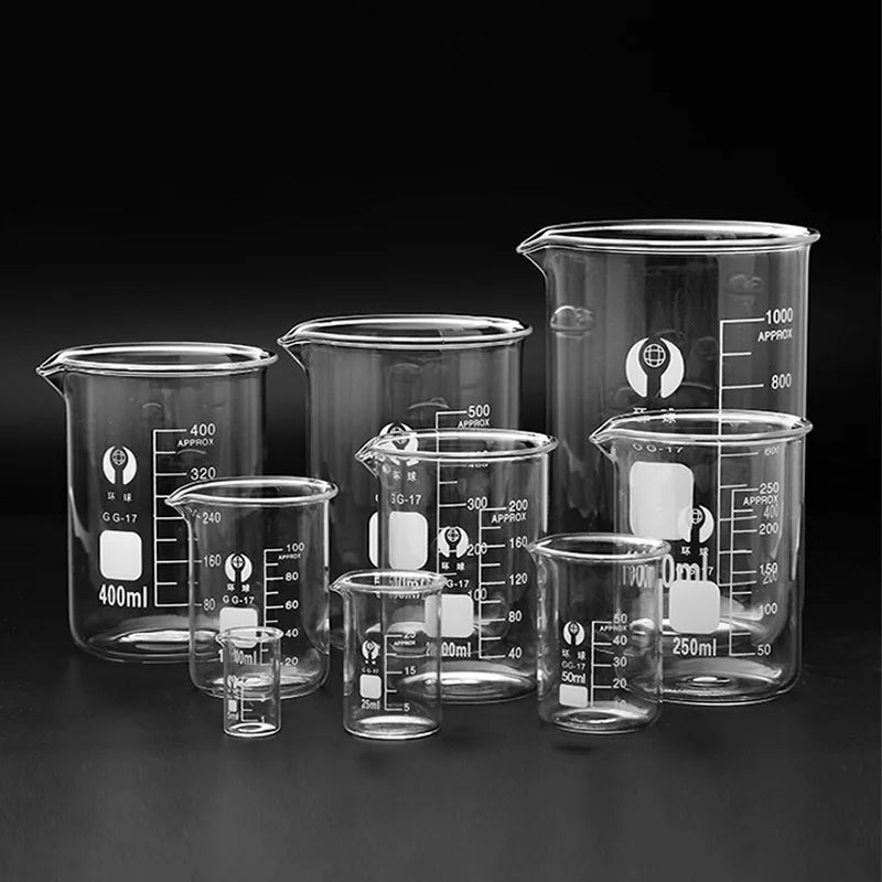 1 Set Lab Borosilicate Glass Beaker All Sizes Chemical Experiment Laboratory Equipment All Sizes