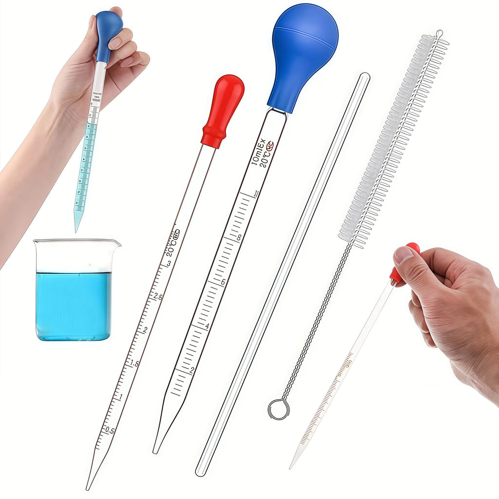 Glass pipette, glass dropper 3ML/10ML with glass stirring rod, cleaning brush 2PCS/4PCS