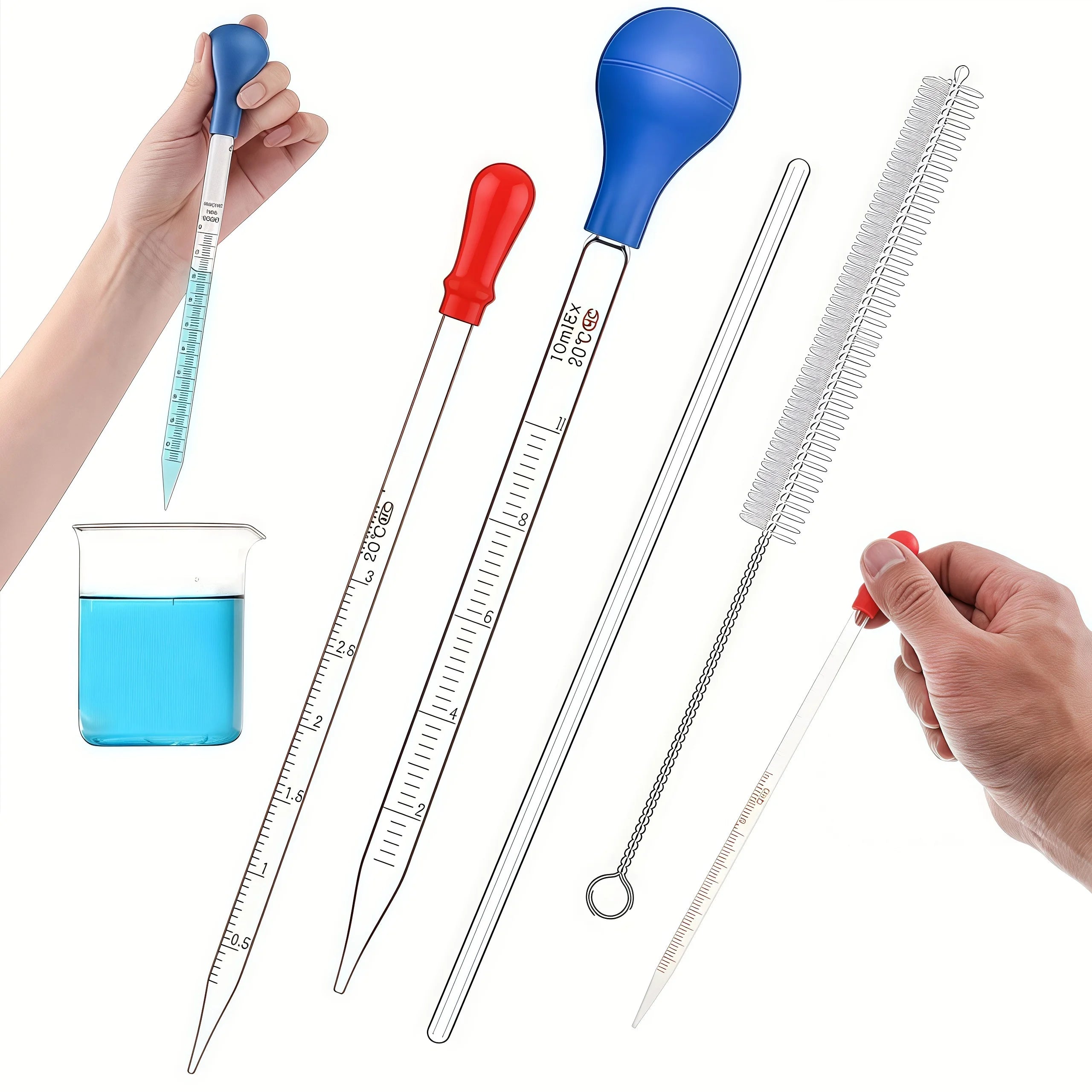 Glass pipette, glass dropper 3ML/10ML with glass stirring rod, cleaning brush 2PCS/4PCS