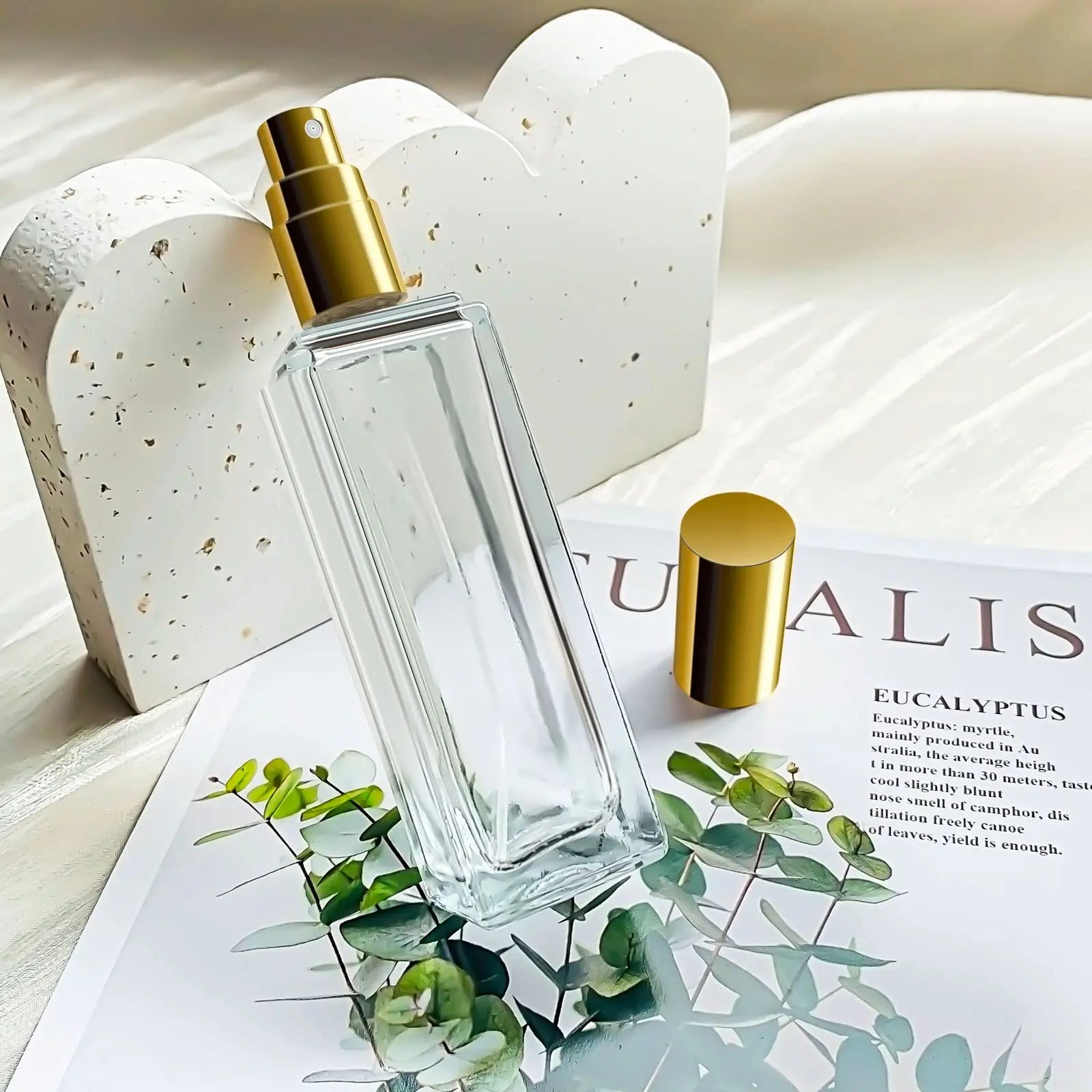 6pcs Glass Perfume Bottle 30ML Empty Square Refillable Spary Bottle Leak-proof DIY Travel Bottle for Essential Oil and Fragrance