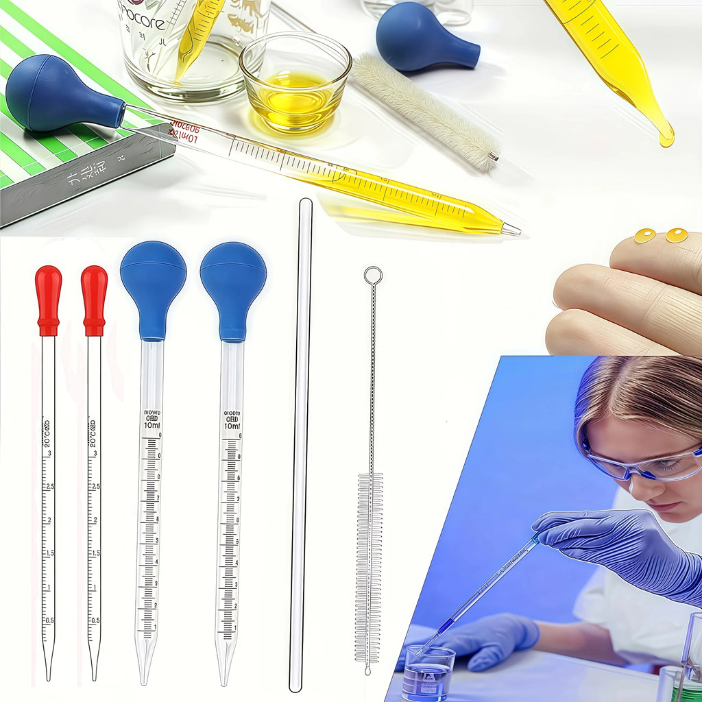 Glass pipette, glass dropper 3ML/10ML with glass stirring rod, cleaning brush 2PCS/4PCS